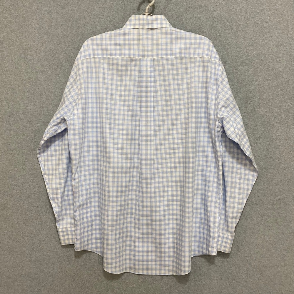 BROOKS BROTHERS 346 Men's Medium White Blue Plaid 100% Cotton Button Down Shirt - Picture 2 of 6